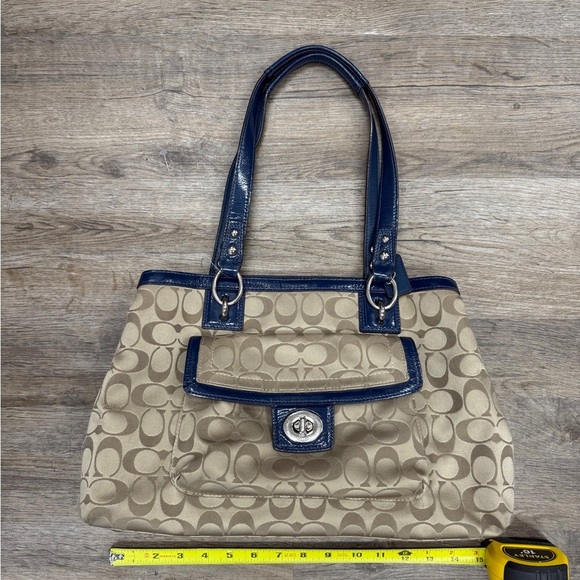 Coach Monogram Beige/Blue Vintage Handbag - Picture 1 of 6